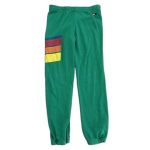 Kids Green Sweatpants with Colorful Pockets